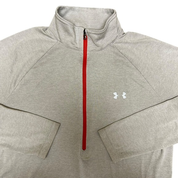 Under Armour 1/4 Zip Pullover Womens Large Beige Solid Heatgear Long‎ Sleeve - Picture 1 of 10